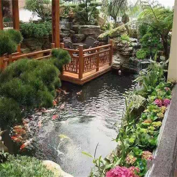 新疆庭院设计鱼池假山建造图
